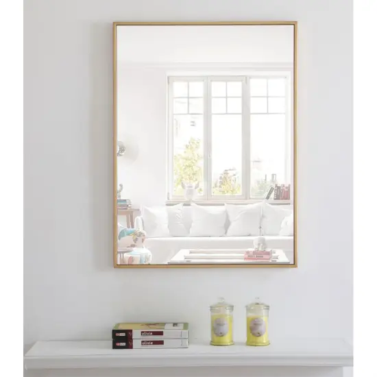 Metal frame Rectangle Mirror 24 inch Brass finish {2}