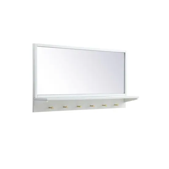 Entryway mirror with shelf42 inch x 21 inch in white {6}