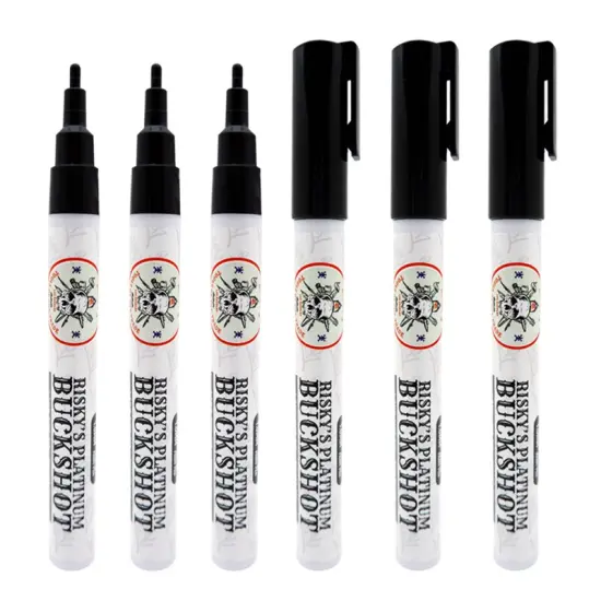 Risky's Tools of the Trade Platinum 1mm Buckshot 6 Pack of Black Paint Pens for Graffiti and Fine Art {4}