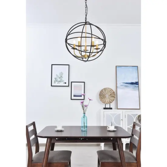 Octavia 5 light Brass and Dark Brown Pendant {6}