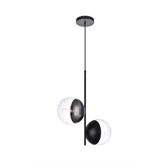 Eclipse 2 Lights Black Pendant With Clear Glass {3}