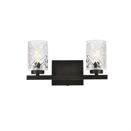 Cassie 2 lights bath sconce in black with clear shade {1}