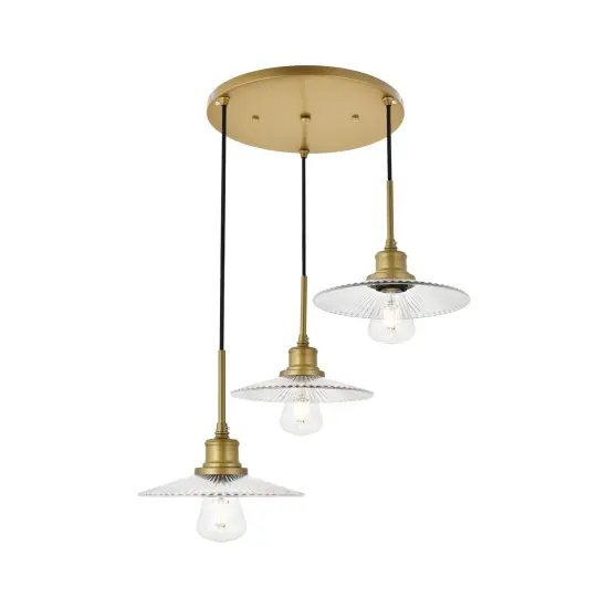 Waltz 3 light brass Pendant {6}