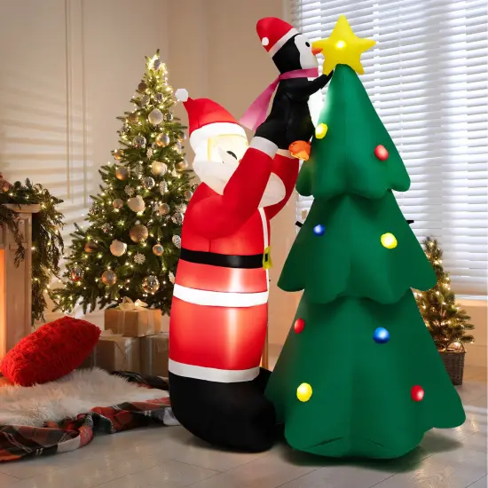 6 Feet Inflatable Christmas Tree and Santa Claus with LED and Air Blower {6}