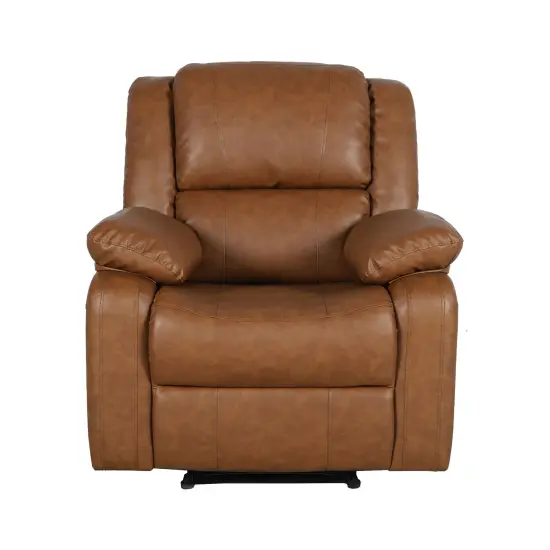 Emma and Oliver Recliner with Bustle Back and Padded Arms Cream Faux Leather {8}