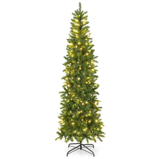 7.5 Feet Pre-lit Full Artificial Christmas Tree with Warm White and Multi-color LED Lights {1}