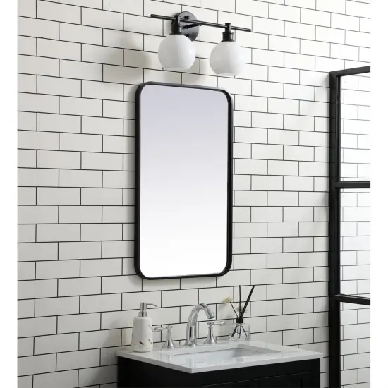 Soft corner metal rectangular mirror 18x30 inch in Black {3}