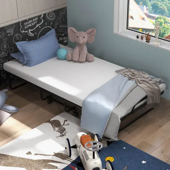 Twin Size Metal Folding Bed with Memory Foam Mattress {2}