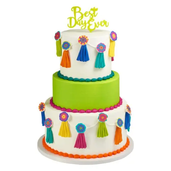 Best Day Ever Plastic Candle Holder Cake Topper, 1ct Lime {2}