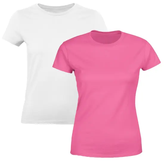 2 Pack: RADYAN&reg; - Women Ringspun Cotton Crewneck T-Shirts White burgundy {3}