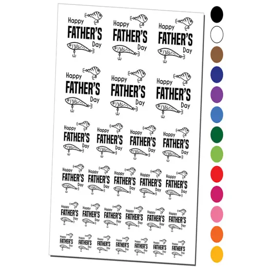 Happy Father's Day Fishing Lure Bait Temporary Tattoo Water Resistant Fake Body Art Set Collection Light Blue {1}