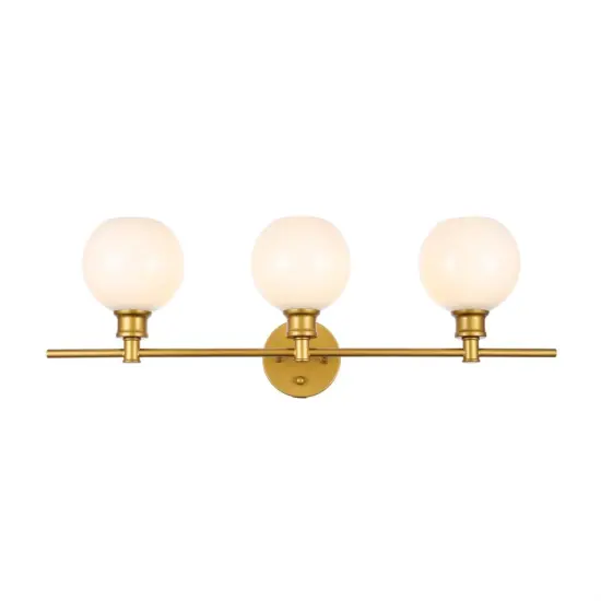 Collier 3 light Brass and Frosted white glass Wall sconce {1}