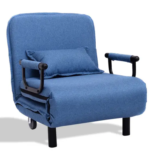 Convertible Folding Leisure Recliner Sofa Bed Blue {3}