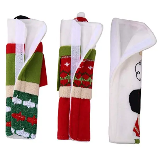 PTFNY 3 Piece Set Christmas Snowman Refrigerator Door Handle Covers Appliance Handle Covers Christmas Decorations Fits Standard Size Kitchen Refrigerator Microwave Oven Or Dishwasher {4}