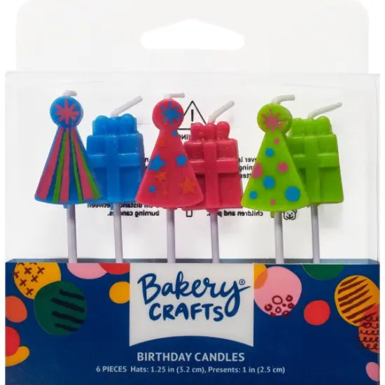 Party Hats Shaped Candles, 6pc {1}