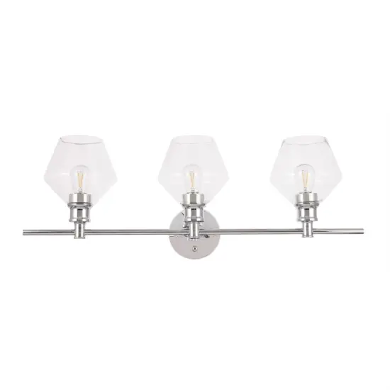 Gene 3 light Chrome and Clear glass Wall sconce {3}
