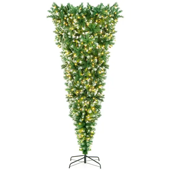 7.5 Feet Pre-Lit Snowy Upside Down Christmas Tree 1100 Tips {1}