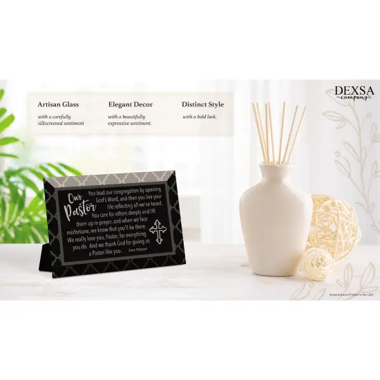 Dexsa Our Pastor Glass Plaque with Easel 4 inches x 6 inches {3}