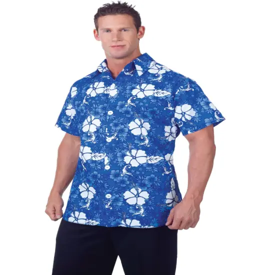 Men's Blue Hawaiian Sunset Costume Shirt {1}