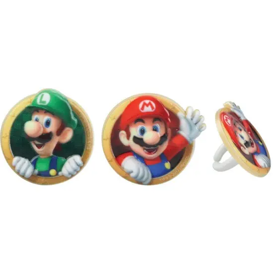 Super Mario Mario & Luigi Cupcake Rings, 12ct {2}