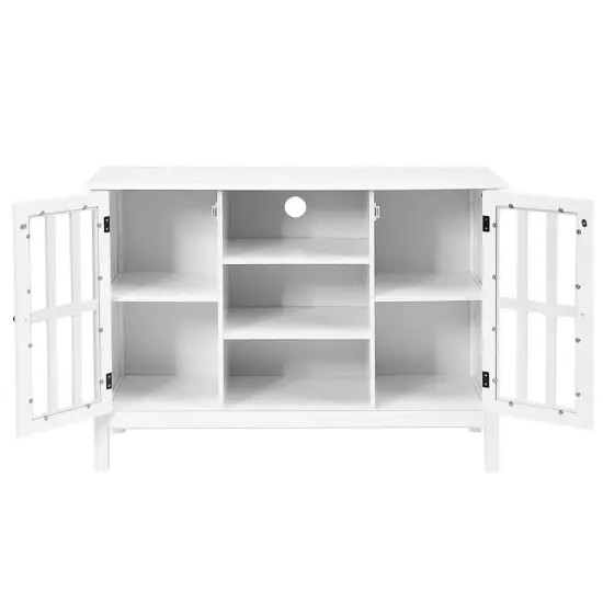Wooden TV Stand Console Cabinet for 50 Inch TV White {4}