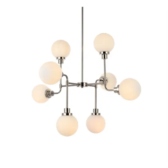 Hanson 8 lights pendant in polished nickel with frosted shade {3}