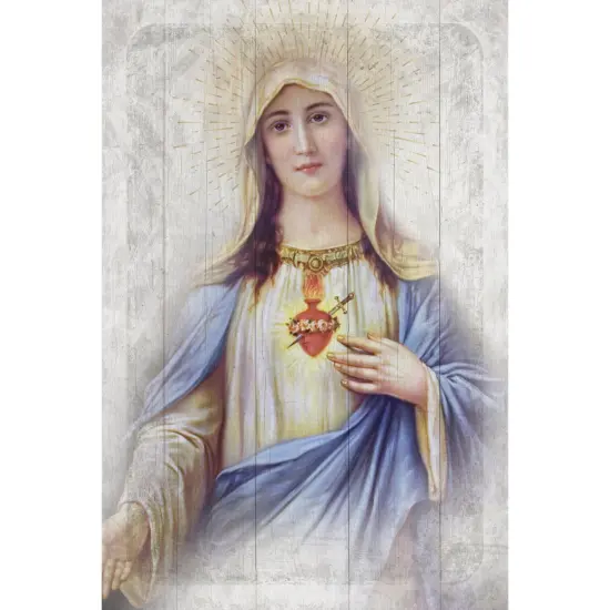 Dexsa Immaculate Heart Symbols of Faith Inspirational Wood Plaque 6 inches x 9 inches {1}