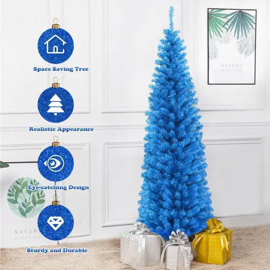6 Feet Unlit Pencil Slim Tree Artificial Christmas Tree {3}
