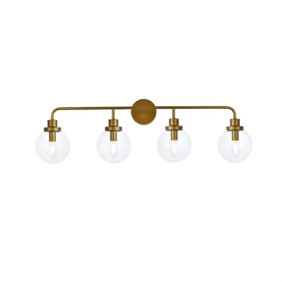 Hanson 4 lights bath sconce in brass with clear shade {1}