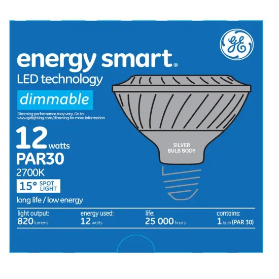 GE 12w PAR30 LED Bulb Dimmable Spot 820Lm Warm White lamp {3}