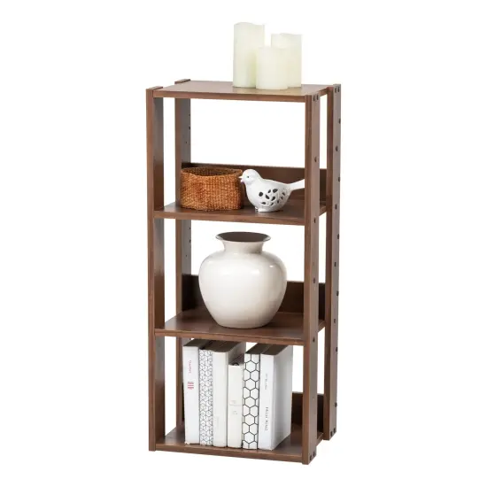 IRIS USA 3 Shelf Open wood toned Shelving Rack Unit, Brown/Light Brown {1}
