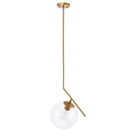 Ryland 1 light Brass and Clear glass pendant {5}