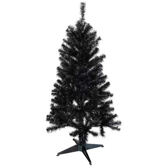Northlight Holographic Black Slim Artificial Tinsel Halloween Tree - 4' - Black - Unlit {1}