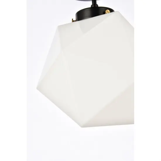 Lawrence 1 light black and white glass flush mount {6}