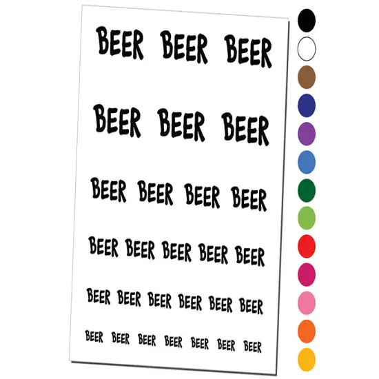 Beer Fun Text Temporary Tattoo Water Resistant Fake Body Art Set Collection Orange {1}
