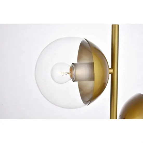 Eclipse 2 Lights Brass Table Lamp With Clear Glass {4}