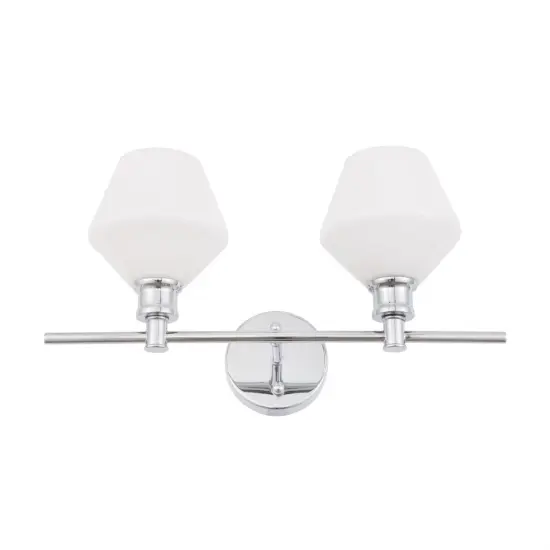 Gene 2 light Chrome and Frosted white glass Wall sconce {5}