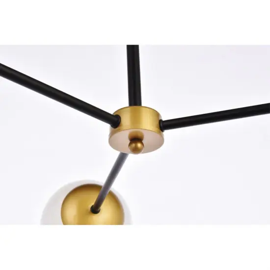 Briggs 32 inch pendant in black and brass with white shade {4}