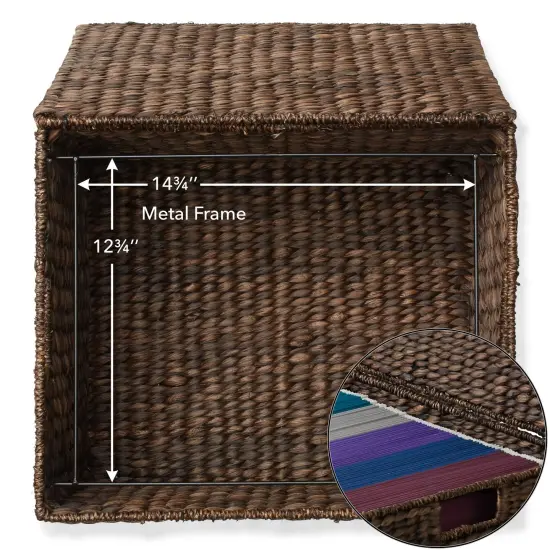 Casafield Rolling Filing Cabinet - Water Hyacinth File Organizer with Lid and Locking Wheels, Home Office Storage for Hanging Folders {6}