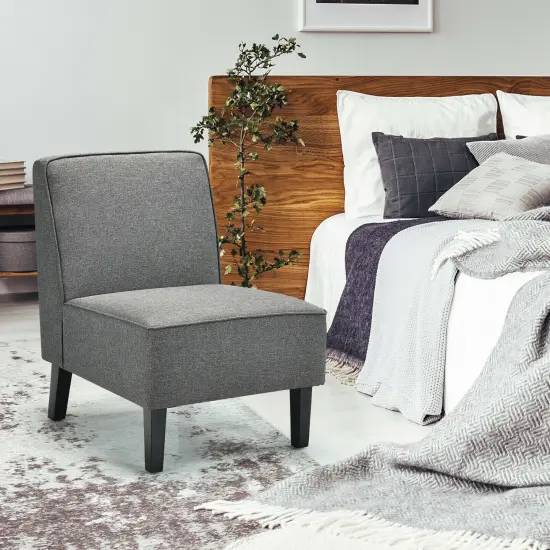 Modern Arm-less Accent Chair with Rubber Wood Legs Grey {5}
