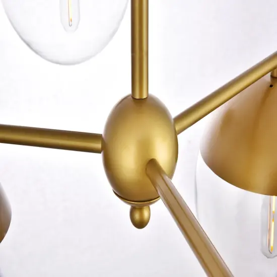 Eclipse 6 Lights Brass Pendant With Clear Glass {4}