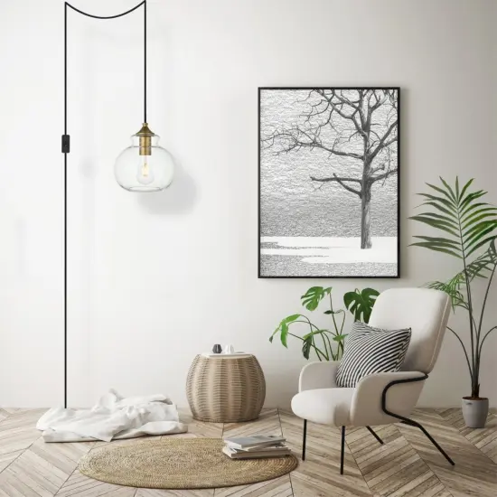 Destry 1 Light brass plug-in Pendant With Clear Glass {2}