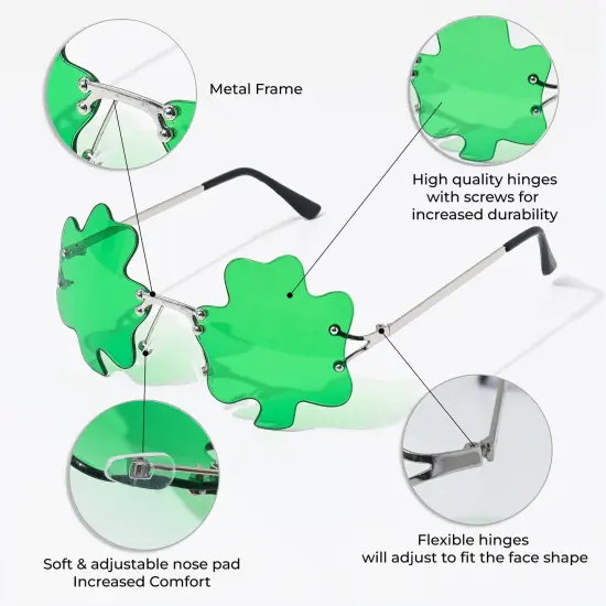 St. Patricks Day Irish Shamrock Leaves Green Leprechaun Costume Glasses, 1 Pair by Big Mos Toys {6}