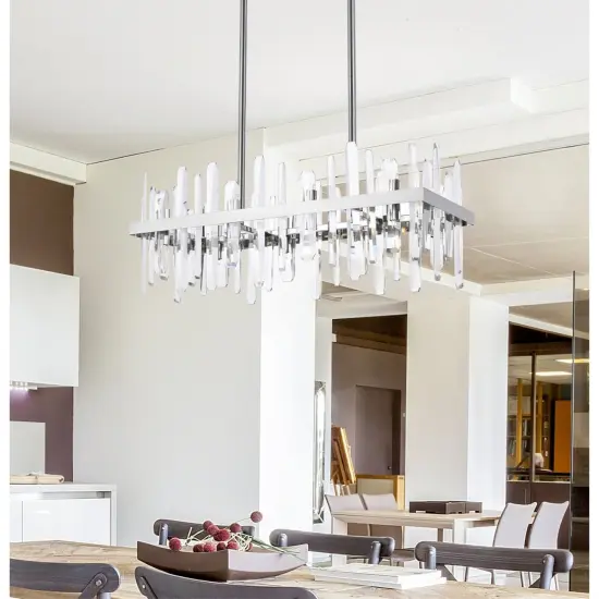 Serena 30 inch crystal rectangle chandelier in chrome {2}