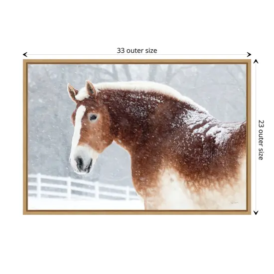 Snowy Draft Horse by Sue Schlabach Canvas Art Framed {3}