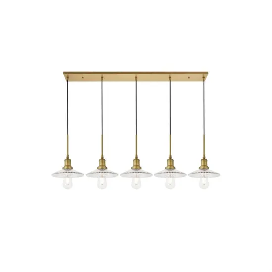 Waltz 5 light brass Pendant {1}