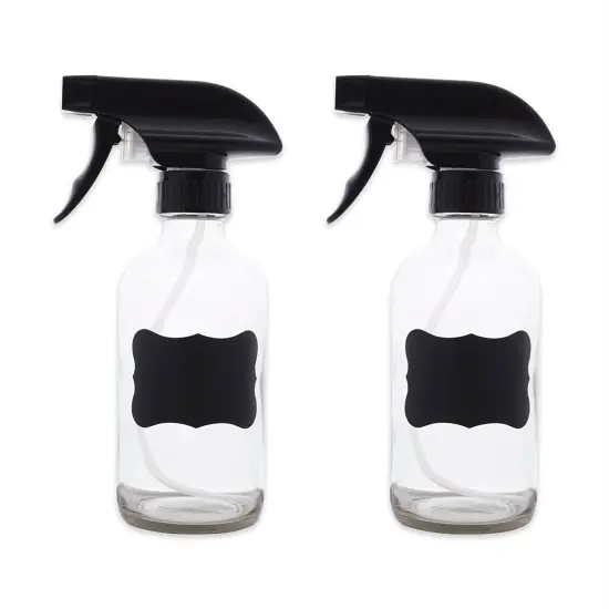 DII 8oz Clear Glass Spray Bottle (Set of 2) With Labels {1}