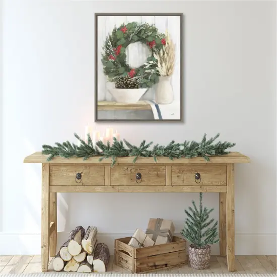 Natural Christmas I Blue by Julia Purinton Canvas Art Framed {5}
