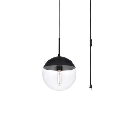 Eclipse 1 Light Black plug in pendant With Clear Glass {3}