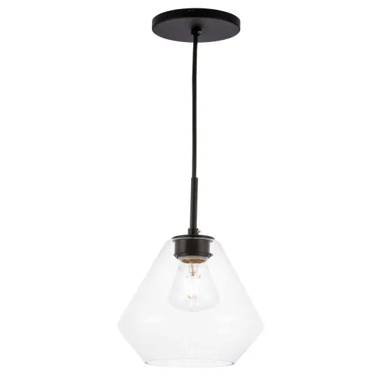 Gene 1 light Black and Clear glass pendant {6}